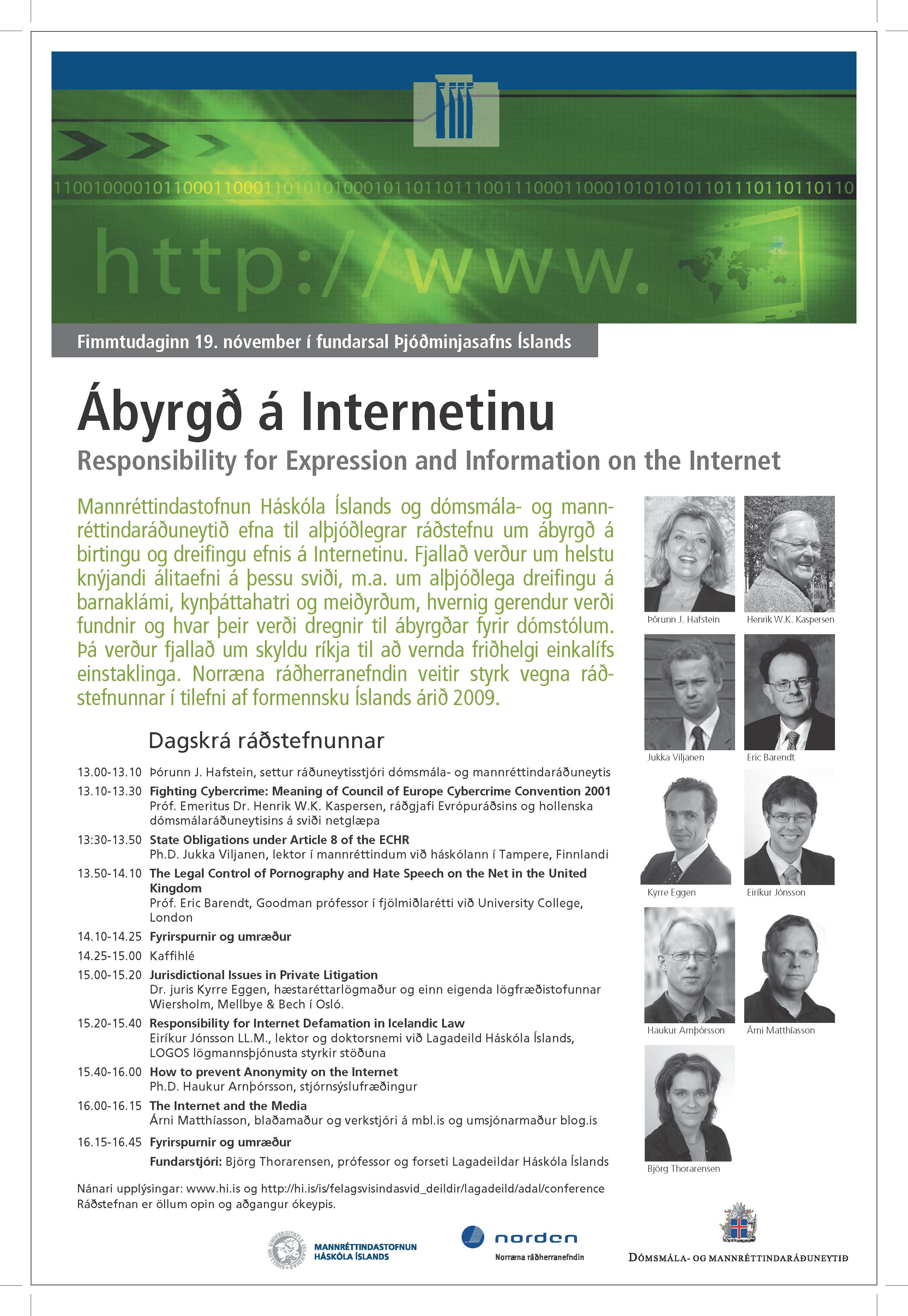 Auglýsing um ráðstefnuna Ábyrgð á Internetinu